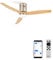 CREATE / WINDCALM M/Ventilateur de plafond ABS avec lumière, Wifi et télécommande, niquel pales effet bois clair / 40W, silencieux, Ø132 cm, 6 vitesses, minuterie 1 à 4 heures, fonction été-hiver