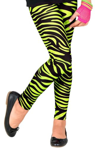 W WIDMANN MILANO Party Fashion - Leggings für Kinder 80er Jahre, Tigerprint, 80s, Animal Print, Disco Fever, Karneval