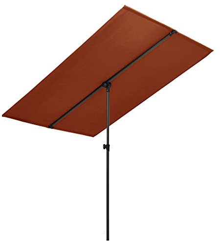 YITHOPI Sonnenschirm mit Aluminium-Mast丨Rechteck丨Gartenschirm丨Terrassenschirm丨Sonnenschutz丨Höhenverstellbar丨Um 360 Grad drehbar丨180 x 130 cm Terracotta-Rot
