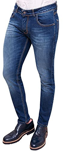 Evoga Jeans Uomo Pantaloni Slim Fit Aderenti Blu Denim Casual (44, #C1 Blu Denim)