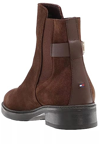 Tommy Hilfiger Damen Stiefeletten TH Suede Flat Boot aus Wildleder, Chocolate, 36 EU