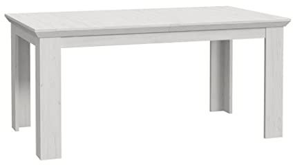 expendio Esstisch Enzo 7 Pinie weiß 160(205) x90x75 cm Ausziehtisch Esszimmertisch Mittelauszug Landhausstil Tisch Esszimmer Wohnzimmer