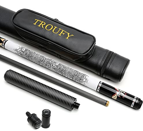 TROUFY Taco de Billar de Fibra de Carbono con Combo de Estuche, extensión de Palos de Billar de Carbono Punta de 12,5 mm (TR02)
