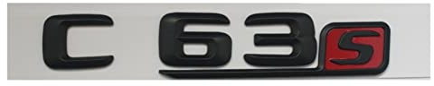 DCALU Matt Black Red 3D C63S Auto Trunk Heckbuchstaben Nummer Abzeichen Embleme Aufkleber for Mercedes Passform for Benz AMG c Klasse C63 s AMG Auto Emblem Briefe