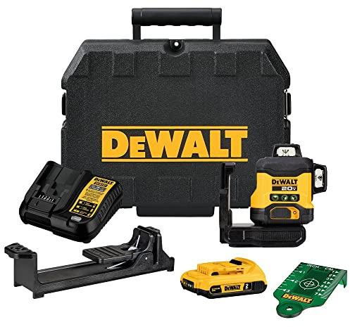 DEWALT 20V MAX Laser Level Kit, Cross Line Laser, 3x360, Green (DCLE34031D1)