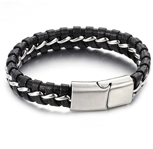 Dsnyu Hip Hop Armband Herren, Schwarz Armband Herren, 21CM Retro-Einfachheit Armbänder Retro zum Valentinstag
