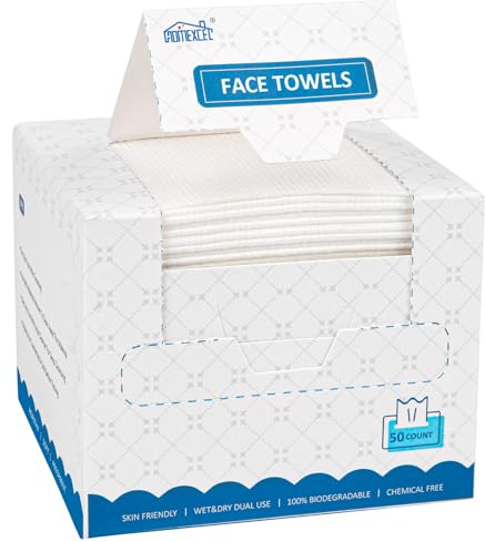 HOMEXCEL Face Towels,Disposable Makeup Remover Wipes,20 X 20 cm Super Soft Biodegradable Dry Facial Hand Clean Towels Wash Cloth for Sensitive Skin, 50 Count