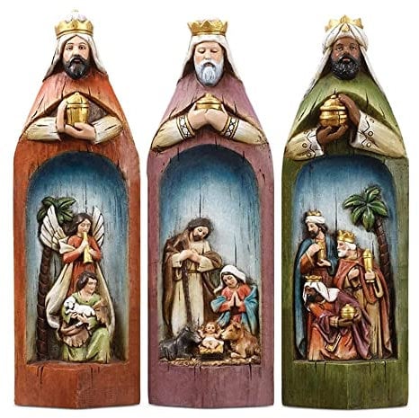 Set Belén Reyes Magos Decoración de Resina Pintada a Mano. para la decoración navideña del hogar