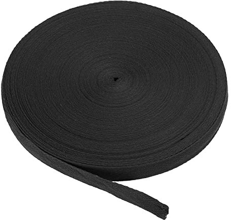 PATIKIL Baumwollband Baumwolle Gurtband 15mm x 45m, Schrägband Baumwoll Nahtband Köperband Saumband Einfassband Stoffband Webband zum Nähen für DIY Basteln Stricken Verpackungen, Schwarz