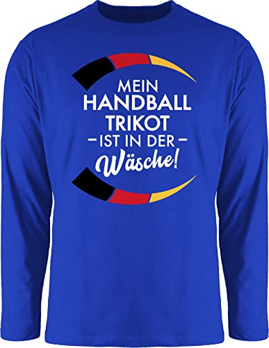 Langarmshirt Herren Langarm Shirt - 2024 - Mein Handball Trikot ist in der Wäsche - Handball WM EM Witzig Spruch Lustig Trikot Ersatz - S - Royalblau - Handball+sprüche 2022 Ball
