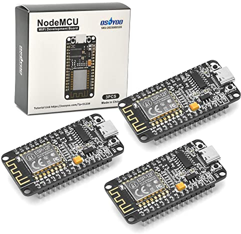 OSOYOO 3Pcs NodeMCU Module USB-C ESP8266 ESP-12F WiFi Development Board for Arduino IDE/Micropython with CH340 Includes Tutorial