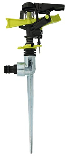 Amig - Aspersor Sectorial con Cabeza - Pincho Metálico Ideal para Clavar en el Césped - 300 mm - Superficie de Riego de hasta 243 m² - Plástico ABS - Verde Pistacho y Negro