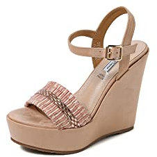 QUEEN HELENA Zeppe Sandali Alti con Fibbia Casual Donna ZM9428 (Rosa, Sistema Taglie Calzature EU, Adulto, Donna, Numero, Media, 40)