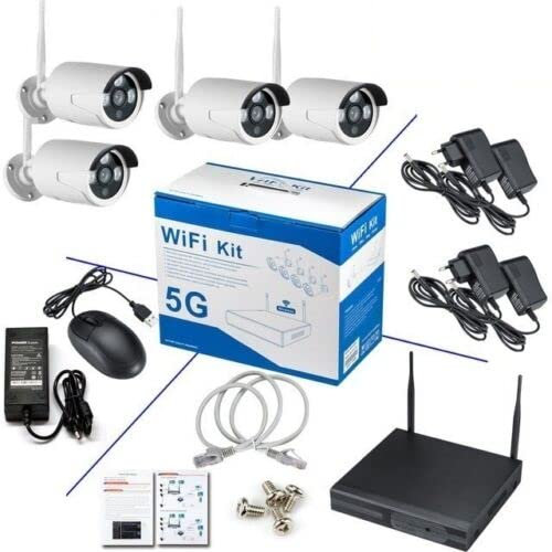 Kit Videosorveglianza Wireless Full HD 4 Telecamere WiFi Remoto IP 5G NVR LAN Generico