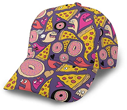 FJAUOQ Pizza Donut Baseball Cap Sommer Caps Vintage Dad Cap Unisex Snapback Trucker Hat, Siehe Abbildung, One size