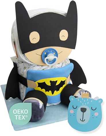 Windeltorte ® Batbaby [Superhelden Fangeschenk]- Geschenk zur Geburt - Babyparty - Baby - Babyshower - Pullerparty - Jetzt Torte kaufen (Blau/Junge)