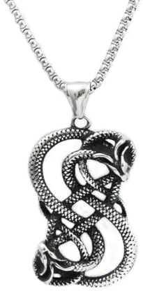 Vintage nordisch Loki Doppeldrache Gothic Ouroboros Anhänger Halskette Edelstahl Wikinger Amulett männlicher Schmuck Geschenke
