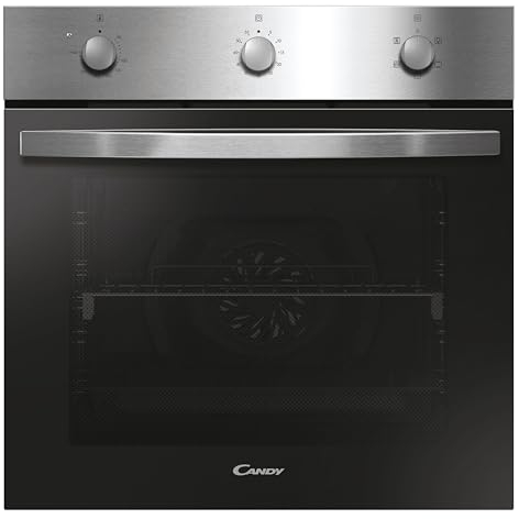 Candy Idea FIDC X532, Horno Multifunción, 65L, 1 Bandeja y 1 Rejilla, Guía Telescópica, Convección + Ventilador, 5 Funciones, 3 Mandos Mecánicos, 2100W, Puerta Doble Cristal, Inox y Negro