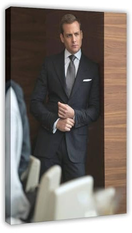 ALNILA TV Suits Harvey Specter Leinwand-Poster, Wandkunst, Dekor, Bild, Gemälde für Wohnzimmer, Schlafzimmer, Dekoration, Rahmenstil, 50 x 75 cm