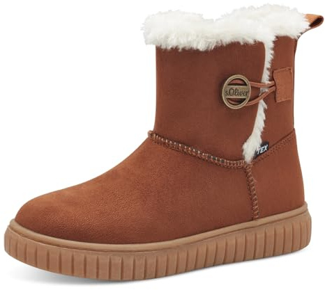 s.Oliver Jungen Winterstiefel Gefüttert Wasserabweisend, Braun (Cognac), 33 EU