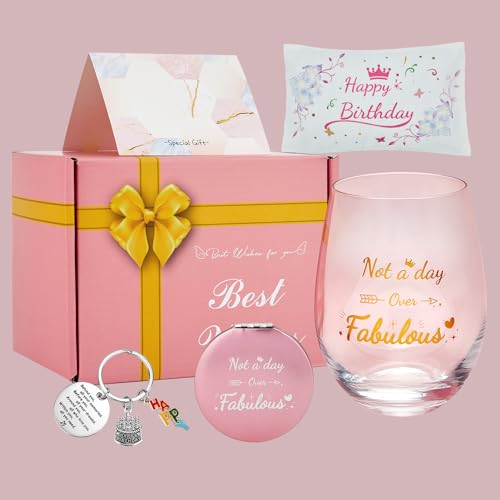 JOONYOEE Cadeau d'anniversaire pour femme, ensemble de verres à vin sans pied personnalisables, cadeau d'anniversaire pour elle, fille, sœur, fille, femme, maman, tante, meilleure amie, épouse