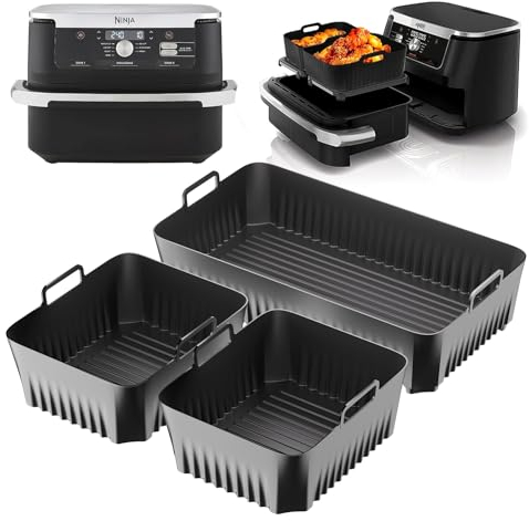 Heißluftfritteuse Zubehör für Ninja Af500DE 10,4L, Silikonform für Heißluftfritteuse 3 Stück Air Fryer Silikonmatte, Ninja Airfryer Zubehör