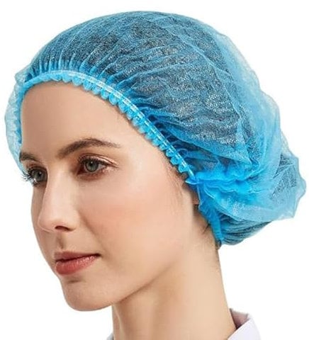 100 Stück Haarnetz, OP Haube aus Einwegstoff Blau, Einweg Haarnetze für die Küche oder Zahnarzt, Hygienezubehör für die Medizin, OP Kopfhauben, Haarnetz Einweg für Männer/Frauen, Hair Cover