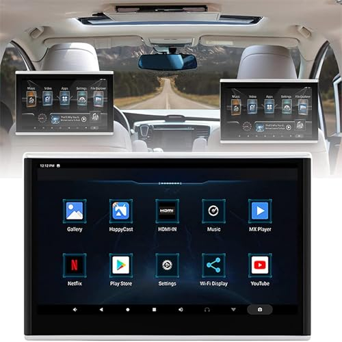 HEAXIY Monitor per Poggiatesta TV per Auto Touch Screen da 10 Pollici, Lettore Video di Film per Tablet, Android 9.0 4K 1080P WiFi Bluetooth USB HDMI Airplay