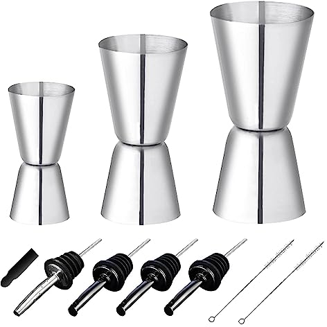 Tlilyy 1 juego de vasos medidores de cóctel de 3/4/5, taza medidora pequeña con escala interior, vaso medidor