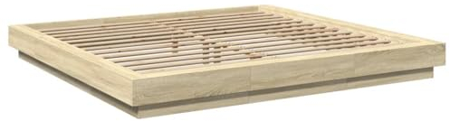 vidaXL Bettgestell mit LED, Bett Doppelbett für Schlafzimmer, Bettrahmen mit Lattenrost, Schlafzimmerbett, Sonoma-Eiche 180x200cm Holzwerkstoff