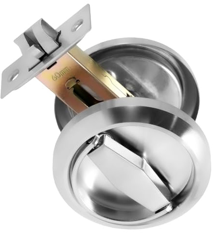 Foppla Round Recessed Door Lock 304 Stainless Steel Hidden Recessed Cup Door Handle Keyless Recessed Door Pull Latch Knob Round Embedded Concealed Door Pull for Bathroom Bedroom(Silver)