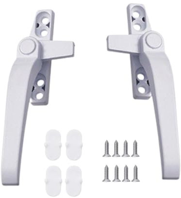 LAWALEISHE 2Pcs Window Handle, White Double Glazing Window Handle Replacement Kit, Right/Left Hand, for Windows and Sliding Doors