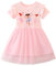 Dioshark Ragazze Abito Cotone Rosa Tulle Stampa Ballerina T-Shirt Principessa Manica Corta Abiti Ragazza Estivi Autunno Girocollo Compleanno Cerimonia Scuola Vestiti Festa Bambina per età 4-5 Anni