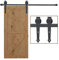 HOMCOM 200CM/6.6FT Kit per Porta Scorrevole da 2 m in Acciaio al Carbonio, Binario per Porta Scorrevole Singola con Rotelle Stile Rustico, Marrone
