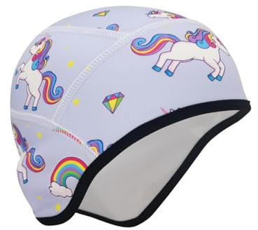 Amexo Cappello per Bambini da Bicicletta, Berretto Invernale per Bicicletta per Bambini, Fodera per Casco da Ragazza Cappelli (IT, Testo, Taglia unica, Blu)