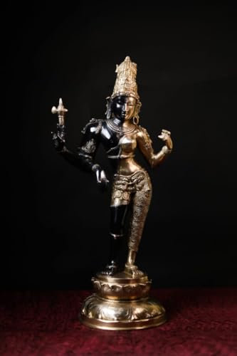 UGRA 67 cm große Ardhanarishvara-Statue aus Messing - halb männlich, halb weiblich, Shiva Parvati Idol, Shiva-Shakti Figur