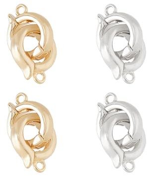SUPERFINDINGS 4 Stück 2 Farben Doppel Bajonett Verschlüsse 18K Vergoldet Doppel Falt Über Verschlüsse Schmuckverlängerungsverbinder Für DIY Armband Halskette Fußkettchen Zubehör