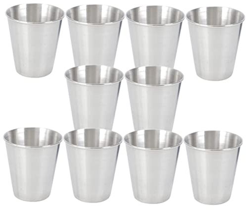 MAGICLULU Lot De 10 Gobelets Inox Portables Pour Camping Et Anniversaires Empilables Résistants Pour Vin Et Vodka