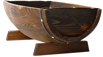 CAXUSD Rustic Wooden Half Planter Outdoor Flower Pot Base Tray for Plants Decorative Garden Container for Weddings and Home Decor