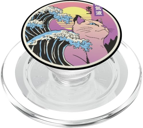 Aesthetic Vaporwave. Japan Style 90s Retro Anime Merch Katze PopSockets PopGrip für MagSafe