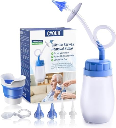 CYOUH Ear Wax Remover, Ear Cleaner, Ear Wax Removal kit, Manual Ear Wash System, Safe and Effective for Cleaning Earwax Deposits