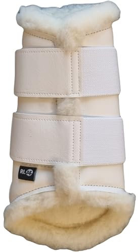 RL24 - Gamaschen Comfort – Pferdegamaschen mit weichem Teddyfutter & Klettverschlüssen – anatomisch geformt & stoßabsorbierend – Gamaschen für Pferde in weiß – Größe L