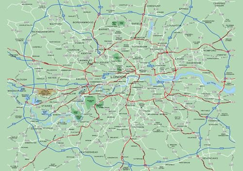 Map of London Boroughs Districts Map Wall Art Wall Mural Wallpaper fit with standard wall paper paste 300cm wide x 240cm deep