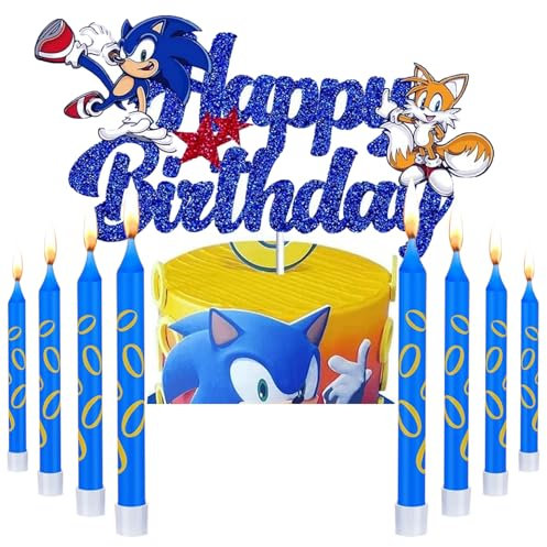 Jofiesu 13pcs Cartoon Birthday Cake Toppers, Candle Cake Decorations - cake topper cupcake toppers for kid, Birthday Party Decorations