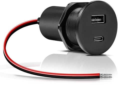 Obeaming Aluminium USB C Steckdose 12V Wohnmobil Einbau Buchse 12 Volt, USB-C PD3.0 30W & USB-A QC3.0 18W für Boot Wohnwagen Camper Auto LKW (1 Stück)