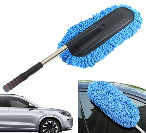 Dépoussiéreur extérieur pour voiture - Outil de nettoyage intérieur de voiture, brosse de détail réglable | Accessoire de dépoussiérage en microfibre douce, balayette sans rayures avec poignée