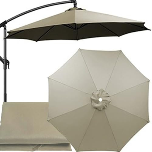 Toile de Remplacement pour Parasol, Auvent Parasol 2m-4m - Toile UV50+ 6/8 Bras - Jardin, Plage ou Terrasse - Housse de Parasol Remplacement Facile (Taupe,8 Ribs-2m(6.5ft))