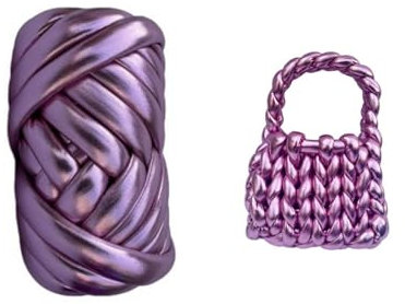 Fettuccia per Borse a Uncinetto, Filo Cotone Grosso Metallico Tubolare Gigante Filato Grosso per Borse, Cestini, Tappeti, Fai da Te Artigianato