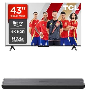 TCL 43PF650 43 Pulgadas 4K Ultra HD Smart LED Fire TV S45HE Barra de Sonido