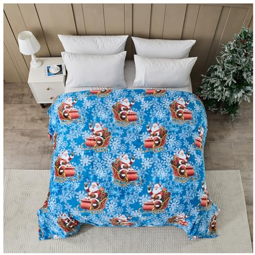 GC GAVENO CAVAILIA Xmas Fleece Throw Super Soft Plush Fleece Flannel Mink Throw Blanket Warm Cosy Snuggly Lightweight You Sleigh Comfy Fuzzy Sofa Bed Christmas Blankets - 170x230 Cm